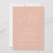 Baby shower script modern blush pink elegant invitation (Front)