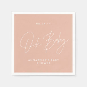 Baby shower script modern blush pink elegant napkins