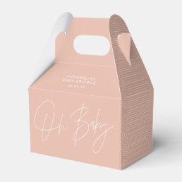 Baby shower script modern blush pink geometric favor boxes