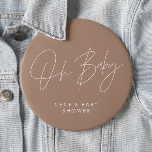 Baby shower script modern boho natural brown button