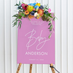 Baby shower script modern bright pink elegant foam foam board