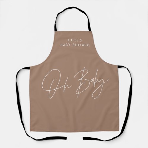 Baby shower script modern brown natural elegant apron