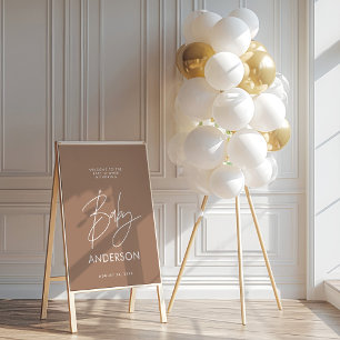 Baby shower script modern brown natural elegant foam board