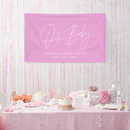 Baby shower script modern cerise pink elegant banner