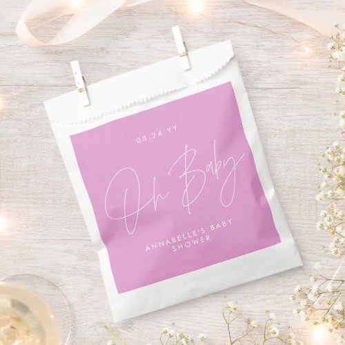 Baby shower script modern cerise pink guest favor bag