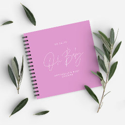 Baby shower script modern cerise pink guest notebook
