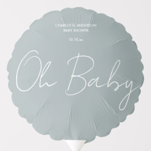 Baby shower script modern dusty blue elegant balloon
