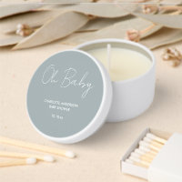 Baby shower script modern dusty blue elegant