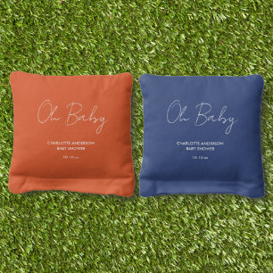 Baby shower script modern elegant cornhole bags