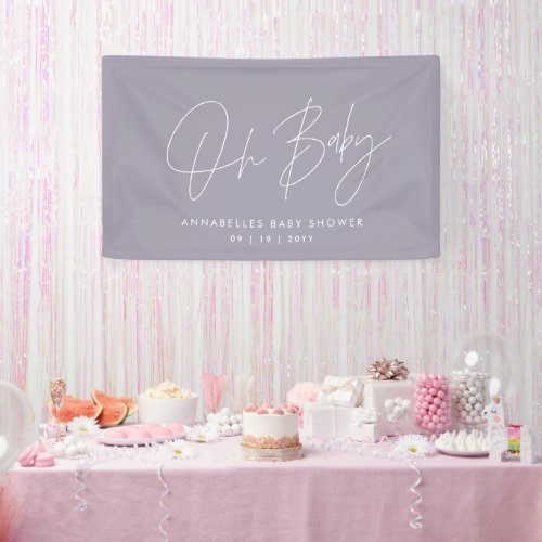 Baby shower script modern lilac purple elegant banner