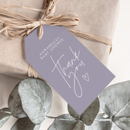 Baby shower script modern lilac purple elegant gift tags