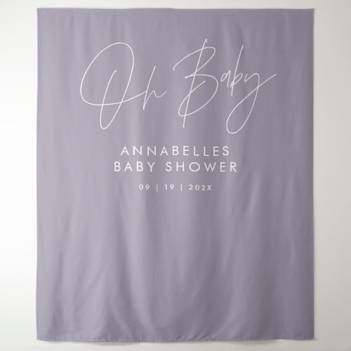 Baby shower script modern lilac purple elegant tapestry
