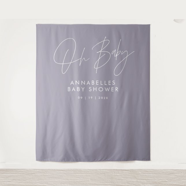 Baby shower script modern lilac purple elegant tapestry (Front)