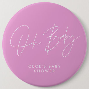 Baby shower script modern minimal cerise pink button
