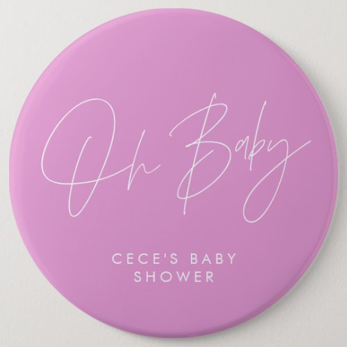 Baby shower script modern minimal cerise pink button