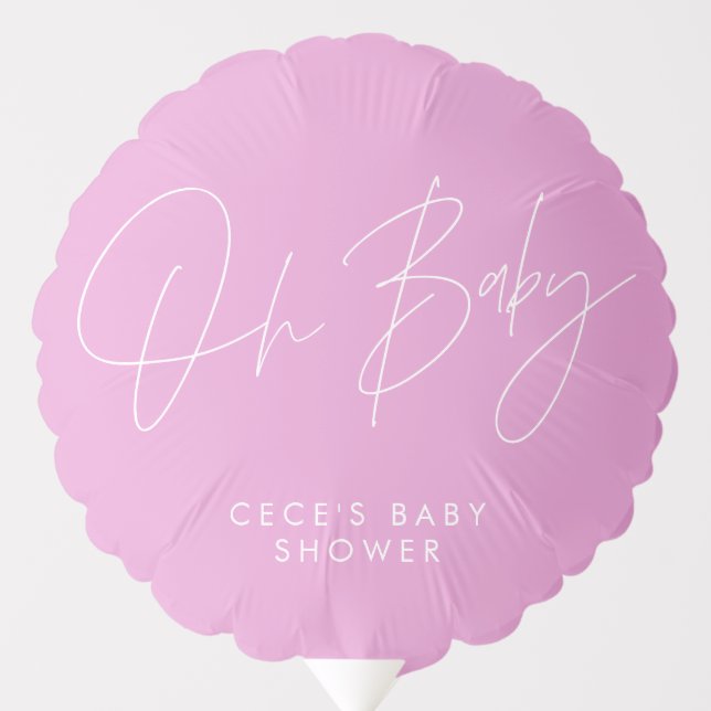 Baby shower script modern minimal girly pink balloon (Front)
