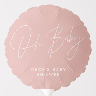 Baby shower script modern minimal girly rose pink balloon