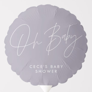 Baby shower script modern minimal lilac purple balloon
