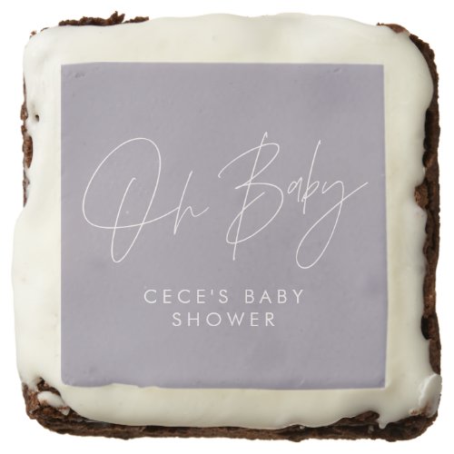 Baby shower script modern minimal lilac purple brownie