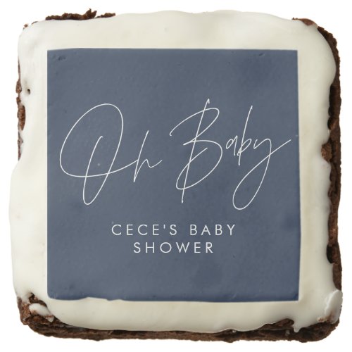 Baby shower script modern minimal navy blue brownie