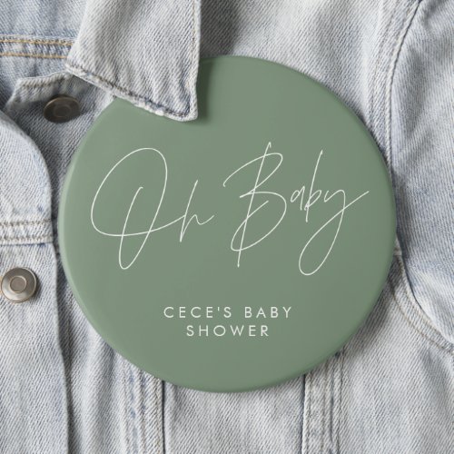 Baby shower script modern minimal sage green button