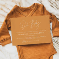 Baby shower script modern mustard boho invitation