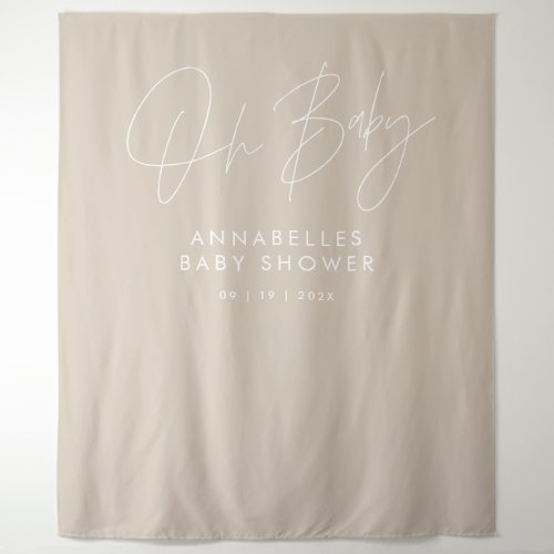 Baby shower script modern natural beige elegant tapestry