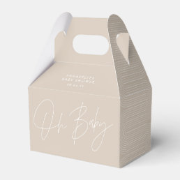 Baby shower script modern natural beige geometric favor boxes