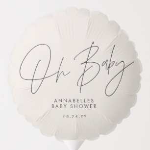 Baby shower script modern natural cream elegant  balloon