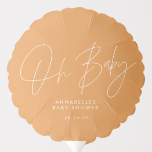 Baby shower script modern orange elegant  balloon