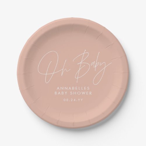 Baby shower script modern pink girly elegant paper plates