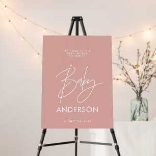 Baby shower script modern rose pink elegant foam board