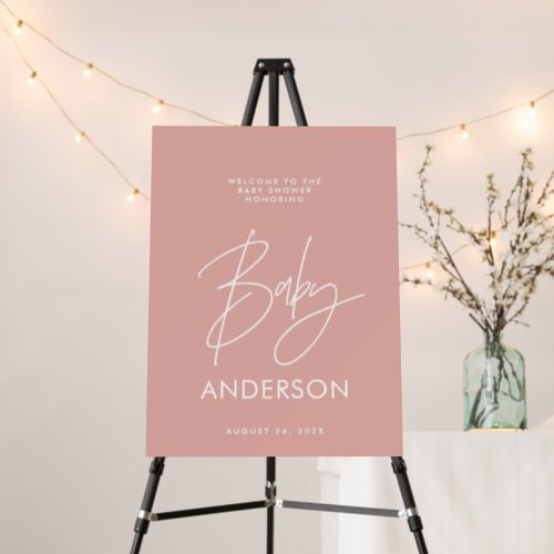 Baby shower script modern rose pink elegant foam foam board