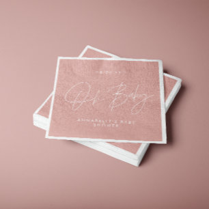 Baby shower script modern rose pink elegant napkins