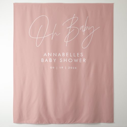 Baby shower script modern rose pink elegant tapestry
