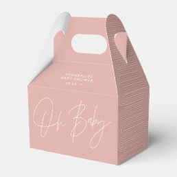 Baby shower script modern rose pink geometric favor boxes