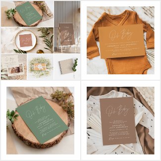 Baby shower script modern sage green elegant