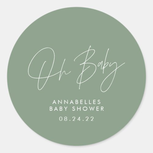 Baby shower script modern sage green elegant 
