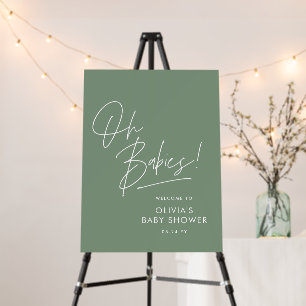 Baby shower script modern sage green elegant foam board