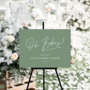 Baby shower script modern sage green elegant foam board