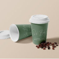 Baby shower script modern sage green elegant invit paper cups