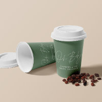 Baby shower script modern sage green elegant invit