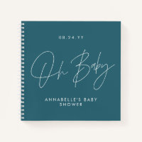Baby shower script modern teal blue guest