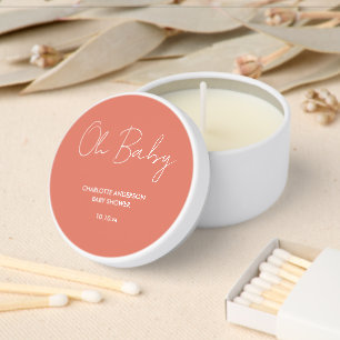 Baby shower script modern terracotta elegant mini candle favors