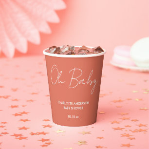 Baby shower script modern terracotta elegant paper cups