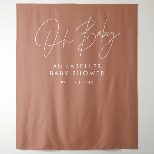 Baby shower script modern terracotta elegant tapestry