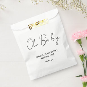 Baby shower script modern white and black elegant favor bag
