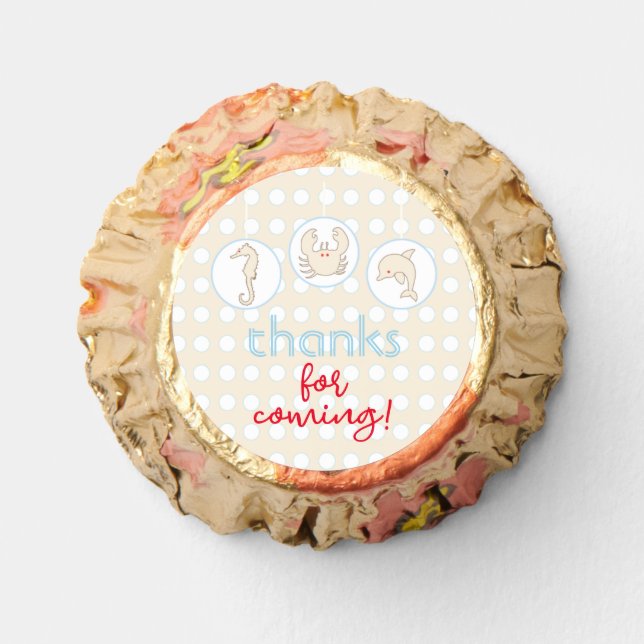 Baby Shower, Sea Mobile Labels Reese's Peanut Butter Cups (Front)