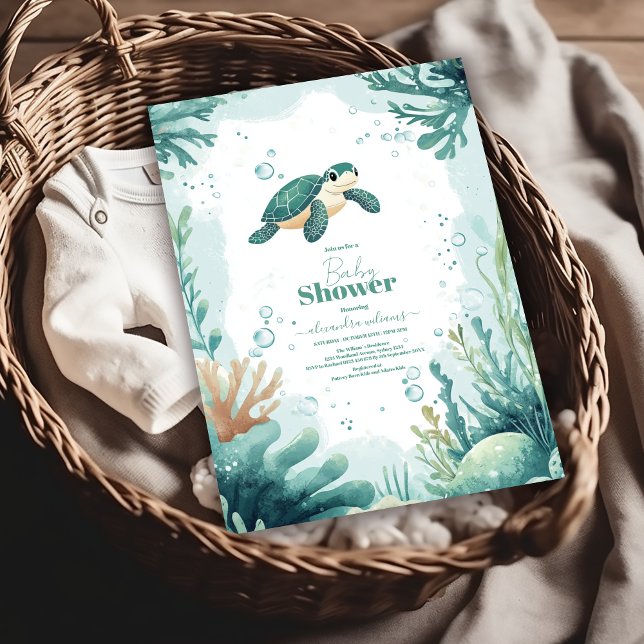 Baby Shower Sea Turtle Watercolor  Baby Shower Invitation (Creator Uploaded)