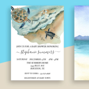 Baby Shower Sea Turtle Watercolor Invitation